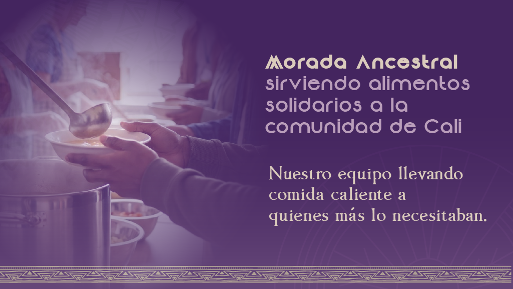 Equipo de Morada Ancestral distribuyendo alimentos solidarios en Cali tras el terremoto